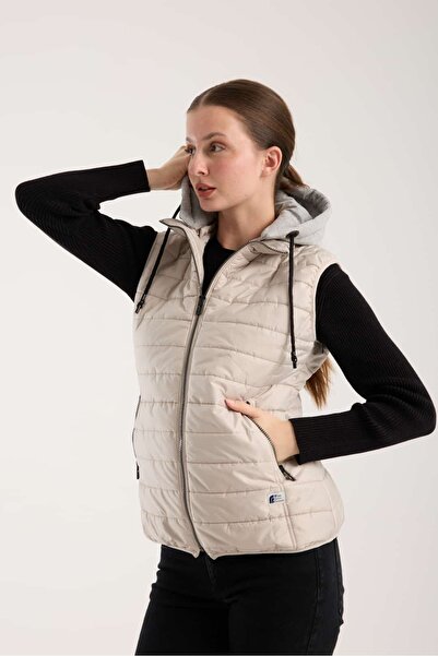 Wise Women's Hooded Combed Cotton Lined Puffer Vest