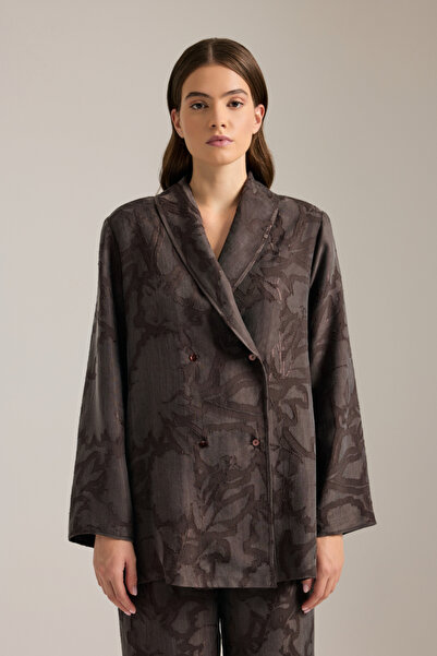 Aker Kahverengi Dokulu Kruvaze Kapama Pijama Üstü