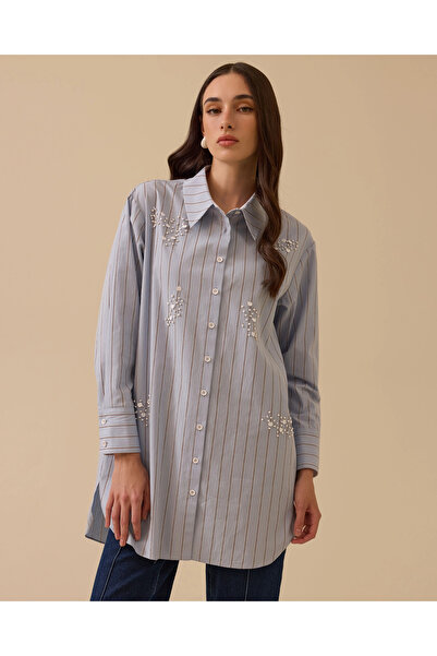 SCL Striped Beaded Detailed Shirt