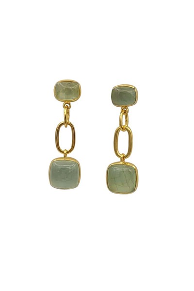 Eylül silver Cercei din argint placați cu aur și prehnit