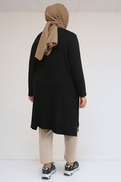 Eslina 58106 Plus Size Skirt Asymmetrical Cut Strawberry Tunic - Black