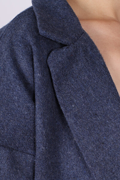 armonika Γυναικείο σκούρο μπλε ανδρικό μπουφάν με πλαϊνά γιακά άνοιγμα oversized ARM-26K001009