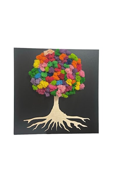 ALVAL Decorative Tree Frame with Stabilized Moss, Multicolor, 40x40 Dimensions
