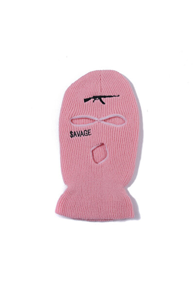 Tessero Cagula Hip hop tip Balaclava unisex, brodat cu model cu AK47, Savage, marime universala, trei gauri,