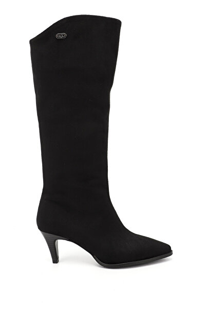 GÖNDERİ(R) Cizme cu toc subțire din piele intoarsa neagra pentru femei/fete