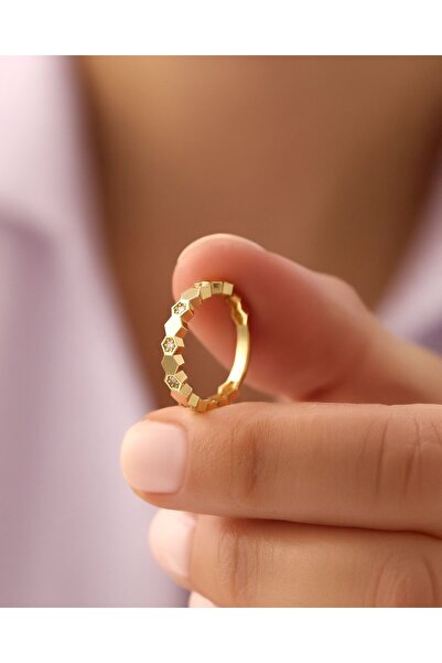 İNDİGO TAKI Petek Motifli 14 Ayar Altın Yüzük