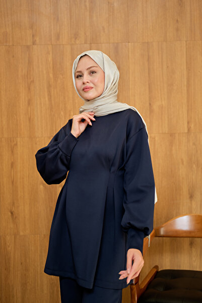 LOCCO Women's Front Pleated Suit Navy Blue