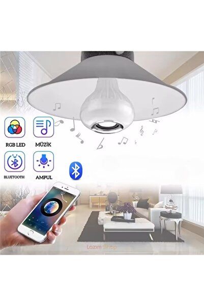 Lazım Shop Gece Lambası Bluetooth Hoparlör Ampul RGB Ledli Kumandalı