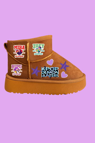 MECH BUTİK Μπότες K-Pop Demon Hunter Hunterix με στάμπα από δέρμα Nubuck με επένδυση από γούνα, άνετη εφαρμογή