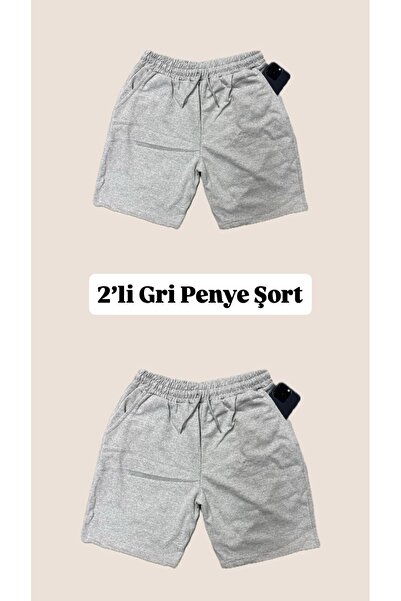 RDK Giyim Ανδρικό μαύρο γκρι σορτς 2 τεμαχίων από βασικό χτενισμένο βαμβάκι