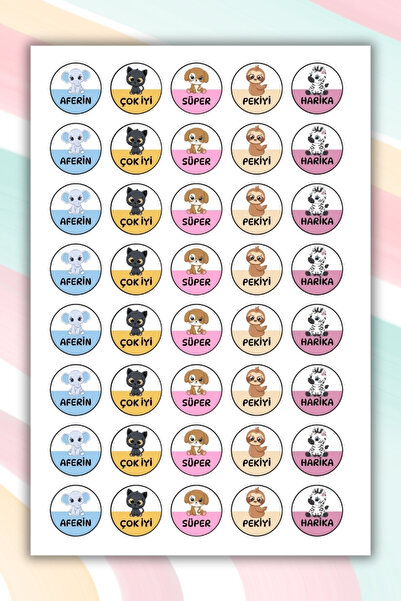 birikiyedi 40 Adet Öğretmenler İçin Ödül/Ödev/Motivasyon/Etiket Okul Sticker