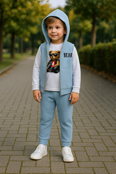 minitrends Комплект от 3 части за момчета от 100% памук с вафелна текстура