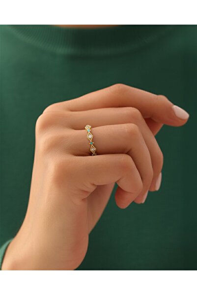 İNDİGO TAKI İnce Baklava Formu 14 Ayar Altın Yüzük