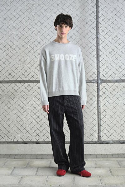 GIESTO Written Knitwear Gray Sweater