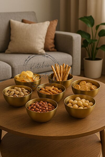 Kitchen Beauty 6 Adet Gold Çerezlik Seti Dekoratif Lokumluk Şık Servis Sunum ...