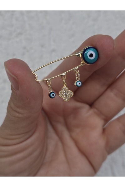 AURA Nazar boncuklu bebek yaka iğnesi,takı yastığı süsü