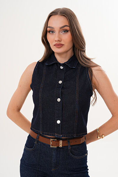 Cebby Kot Düğme Detaylı Yelek