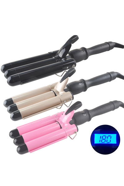 Buldug 32mm Su Dalgası Üçlü Maşa – Dijital Ekranlı, 80-210°C Ayarlı, Otomatik Kapanma, 3 Renk