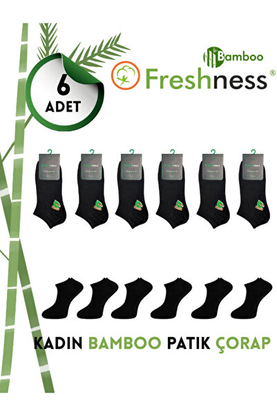 Freshness Bambu Kadın Patik Siyah Çorap Dikişsiz 6'lı Paket