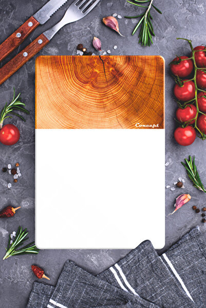 CONCEPT CAM 2-Piece Tempered Glass Cutting Board 20X30 & 25X35 cm |   Log Patterned Hygienic Kitchen Chopping Glass