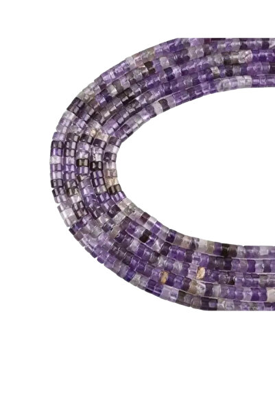 SESİKA HOBİ Orijinal Doğal Taş A Kalite Varisit Silindir Ametist 2x4 Mm 1 Dizi