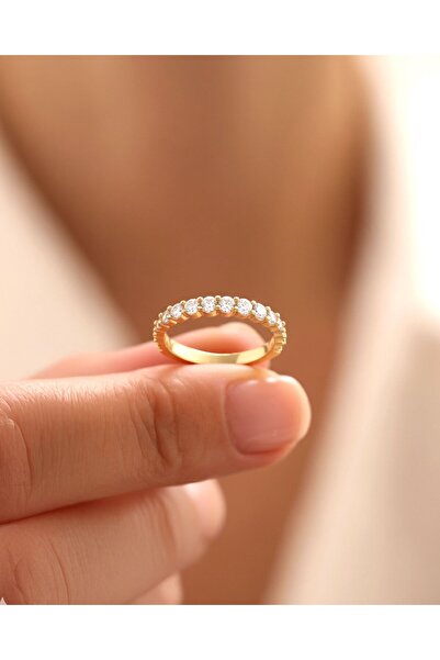 İNDİGO TAKI Süzme Sıra Taşlı 14 Ayar Altın Yüzük