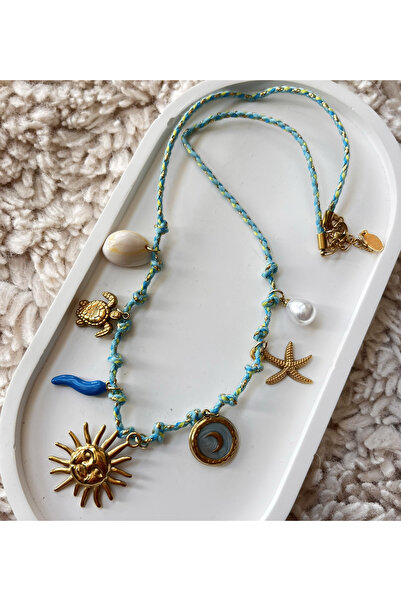 Lume Store قلادة نسائية من الفولاذ 316L موديل زارا مع سلسلة مزينة بالخرز