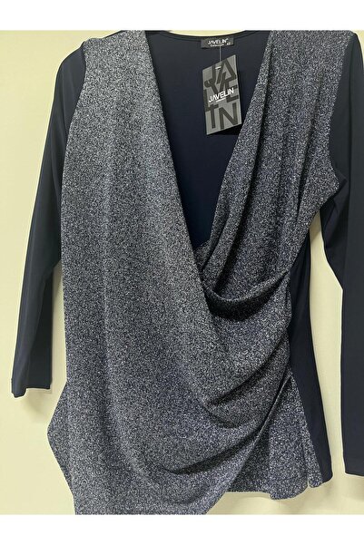 Javelin Collection Double Collar Navy Blue Silvery Bluse