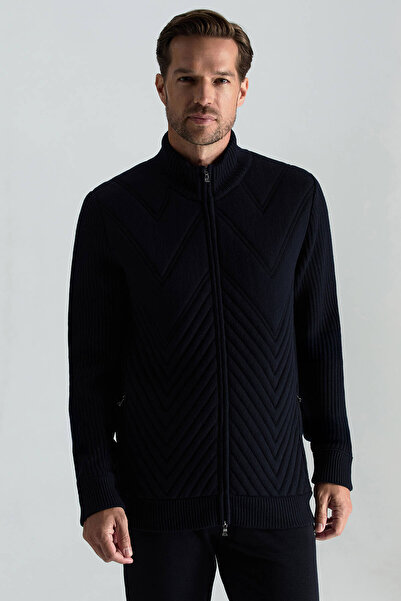 Hemington Merino Yün Activewear Lacivert Triko Ceket