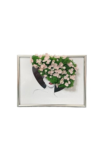 ALVAL Decorative painting with stabilized moss and cryogenized hydrangea, lad...