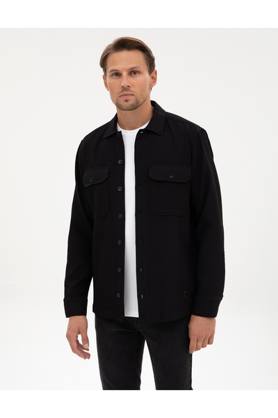 Pierre Cardin Jachetă neagră cu mânecă lungă, croială confortabilă 50312368-V...