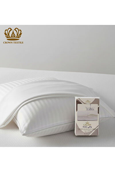 Crown Textile وسادة فندقية بخط جانبي محشوة ب1000 جرام من الألياف الدقيقة +2وا...