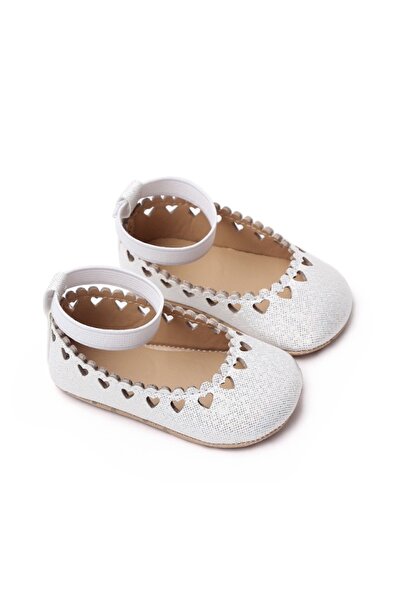 Superbaby Silver ballerinas with cut-out hearts