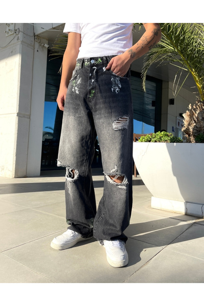 BPM Premium Distressed Splash Baggy Jeans