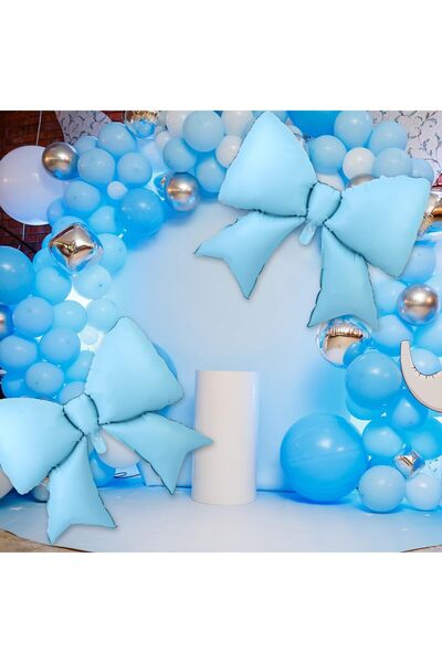 kidspartim Saten Fiyonk Folyo Balon Mavi 98x75 cm