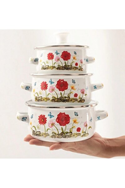 ELEGANT HOME 3-piece small enameled cookware set, 12/14/16 cm