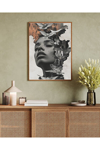 Tuba Decor Tablo dintr-o singură bucată cu rame din lemn pentru sufragerie, s...