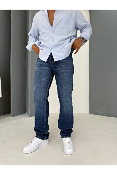 Combineman35 Ripped Detail Baggy Cut Jeans