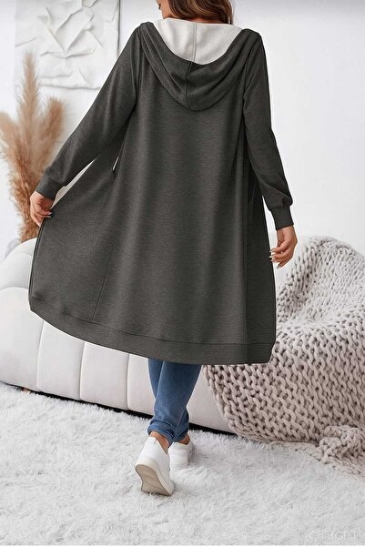 KİM Kİ O kadın iki iplik fermuarlı uzun hırka,sweat