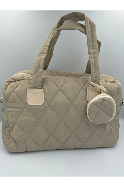 DİYKAYA Kadın Açik Vizon Puf Kapitone Desenli Cüzdanlı Valiz El Ve Omuz Çantası