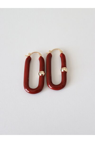 YILDIZDOĞDU Bordo Oval Küpe Çelik Küpe