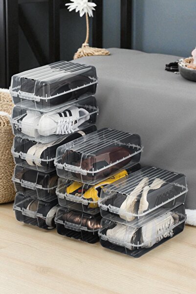 Citim 10 Adet Erkek Ayakkabı Saklama Kutusu - Şeffaf Pratik Ayakkabı Kabı Düz...