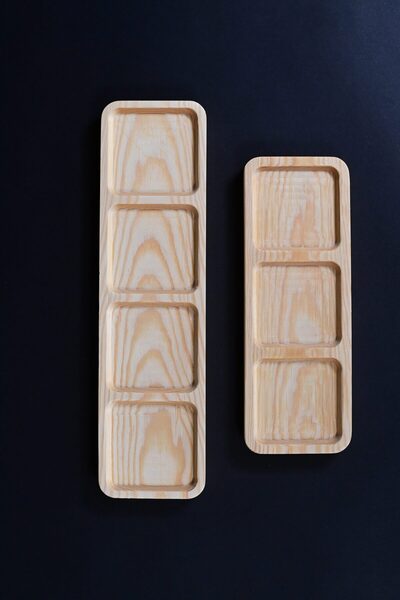Zafer Aydın Ahşap Tray Wood with 3 Compartments,