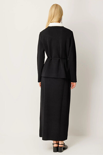 Ghisa Shirt Collar Knitwear Skirt Set 26Kobtkm4040