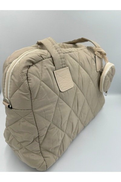 DİYKAYA Kadın Açik Vizon Puf Kapitone Desenli Cüzdanlı Valiz El Ve Omuz Çantası