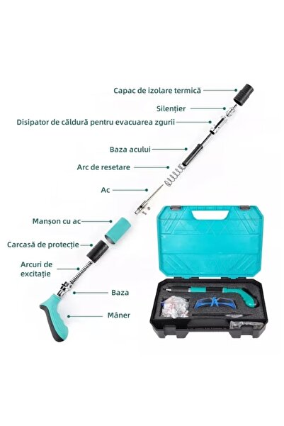 EMATTERIO Pneumatic Manual Nail Gun with 50 Nails 7.2 mm, Safety Glasses, 3 Speeds, Concrete/Metal