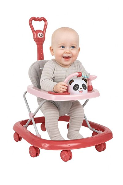 MAAS 3 in 1 Baby Walker Round Baby Walker with Parent Push Handle with Tray and Musical Toy Bar
