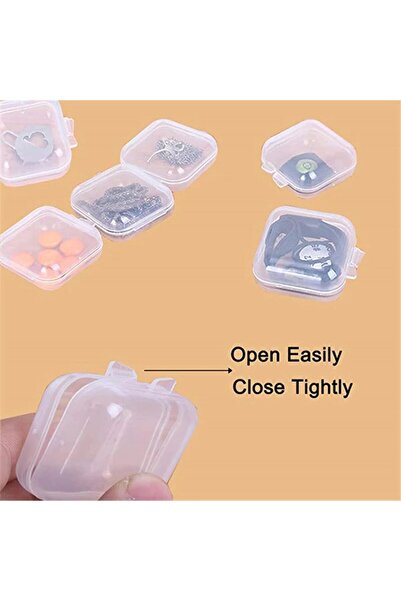 BoutiqueZn 5Pcs Mini Transparent Plastic Storage Container Clear Square Box Earrings Jewelry