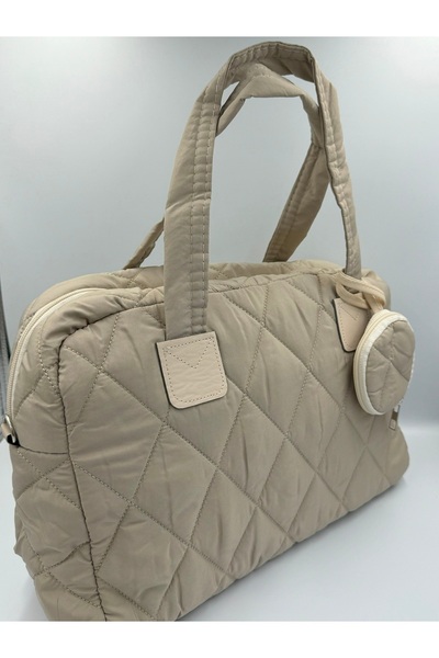 DİYKAYA Kadın Açik Vizon Puf Kapitone Desenli Cüzdanlı Valiz El Ve Omuz Çantası