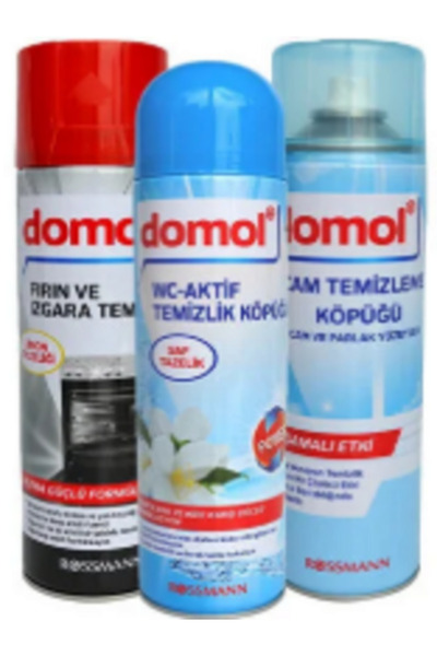 DOMOL 3'Lü Set (Tuvalet Temizleyici, Cam Temizleme, Fırın ve Izgara Köpüğü)